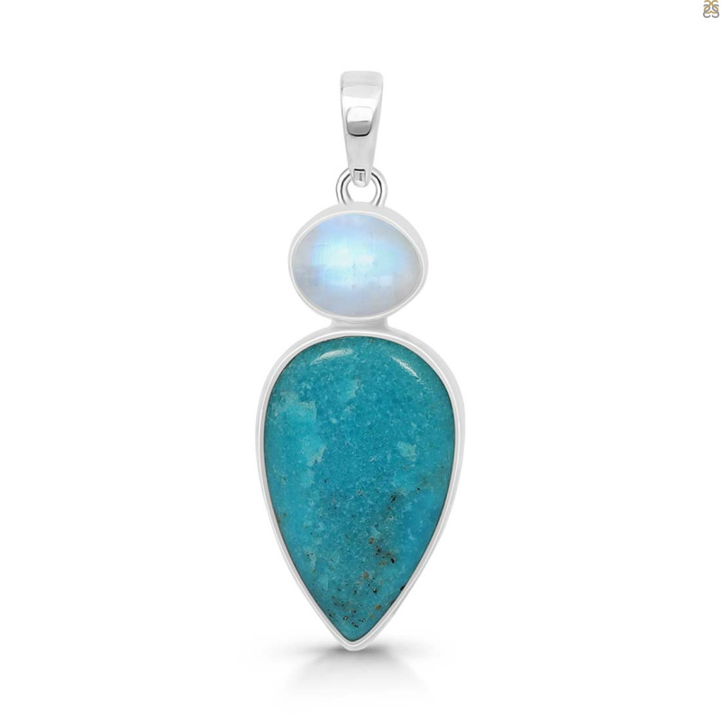 Turquoise/Moonstone Pendant-2SP TRQ-1-379