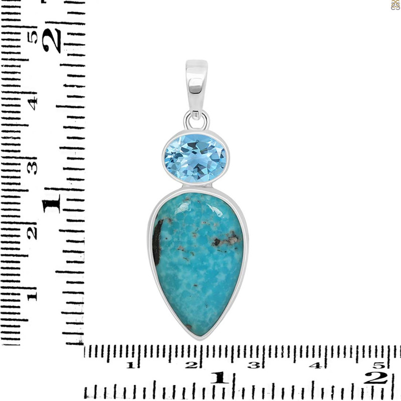 Turquoise/Blue Topaz Pendant-2SP TRQ-1-380