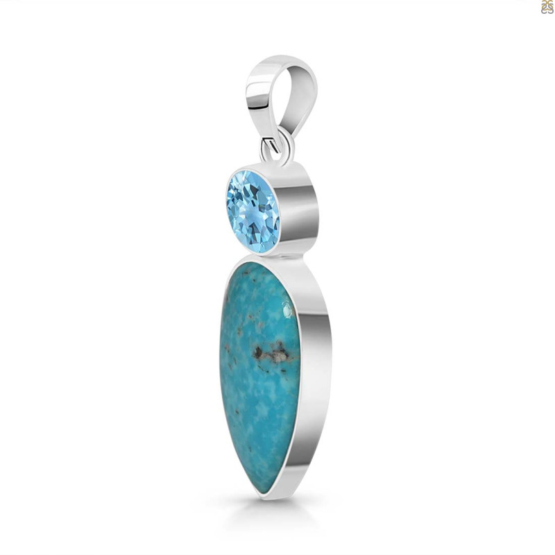 Turquoise/Blue Topaz Pendant-2SP