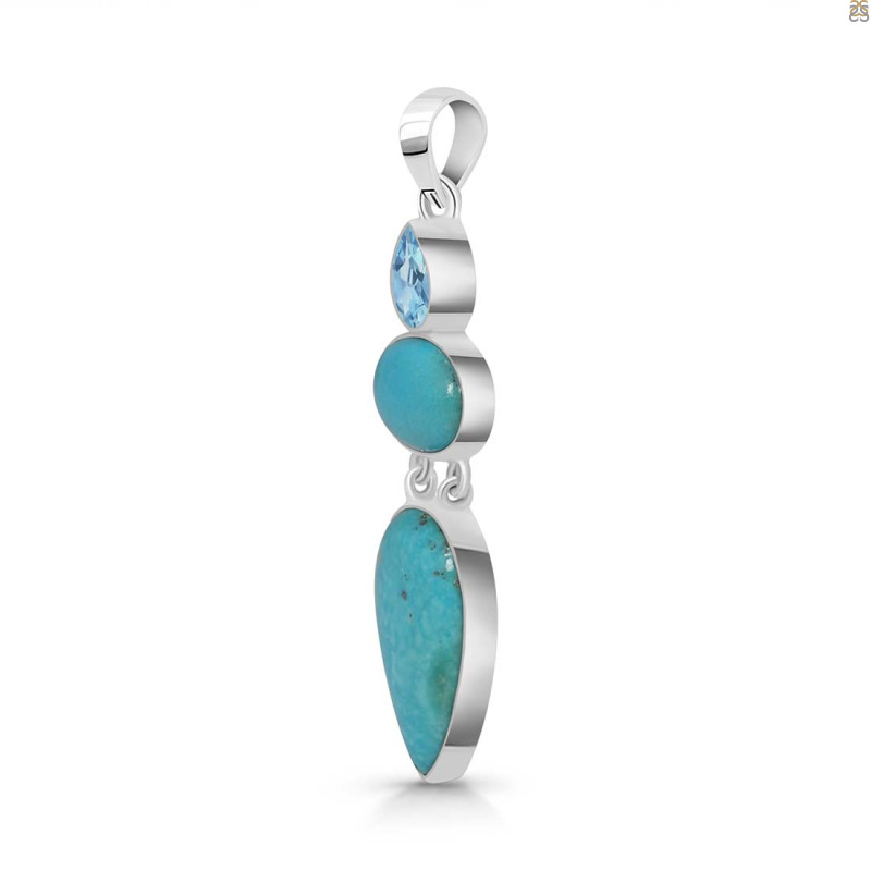 Turquoise/Blue Topaz Pendant-2SP