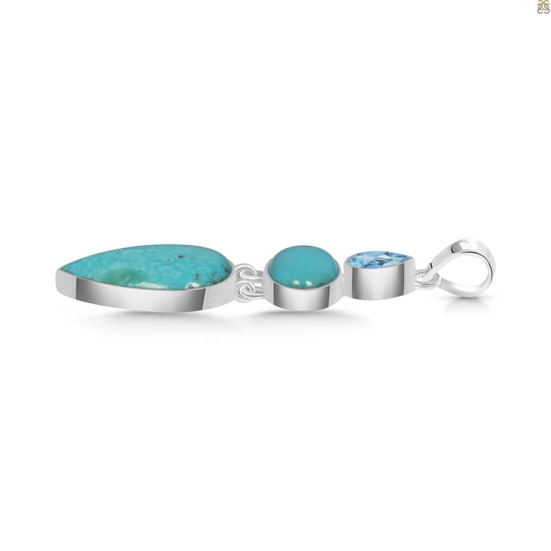 Turquoise/Blue Topaz Pendant-2SP TRQ-1-381
