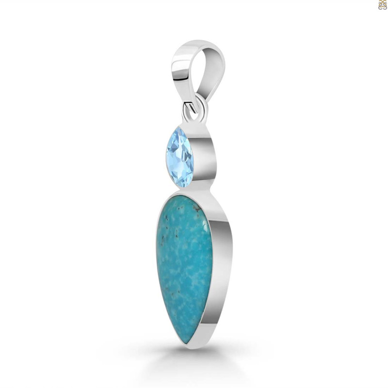 Turquoise/Blue Topaz Pendant-2SP