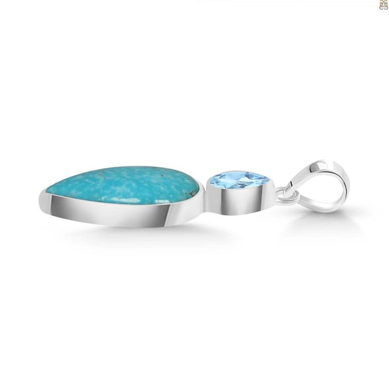 Turquoise/Blue Topaz Pendant-2SP TRQ-1-384