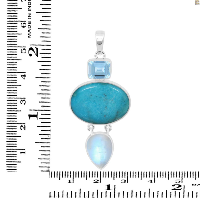 Turquoise/Moonstone Pendant-2SP TRQ-1-385