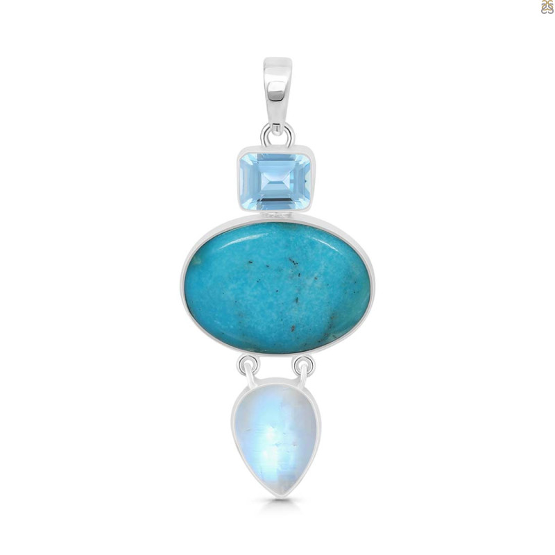 Turquoise/Moonstone Pendant-2SP TRQ-1-385