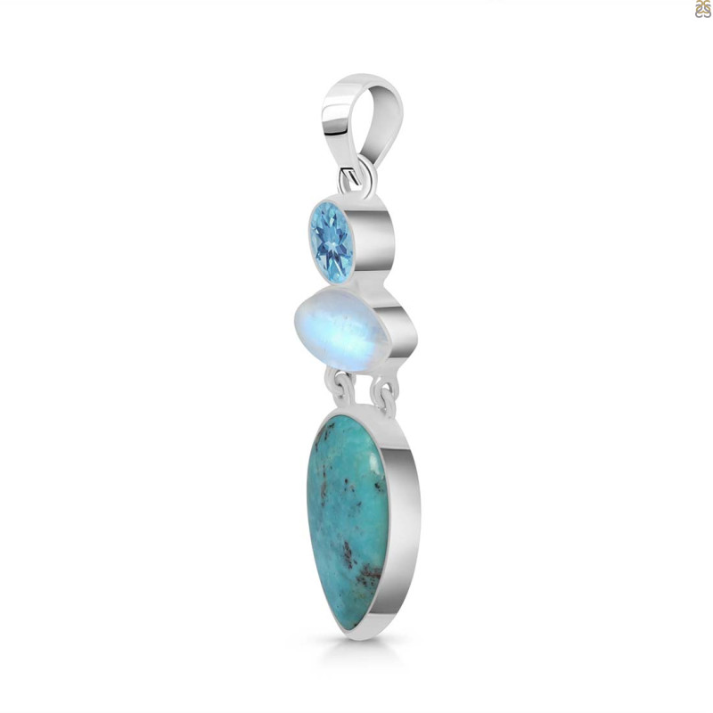 Turquoise/Moonstone/Blue Topaz Pendant-2SP