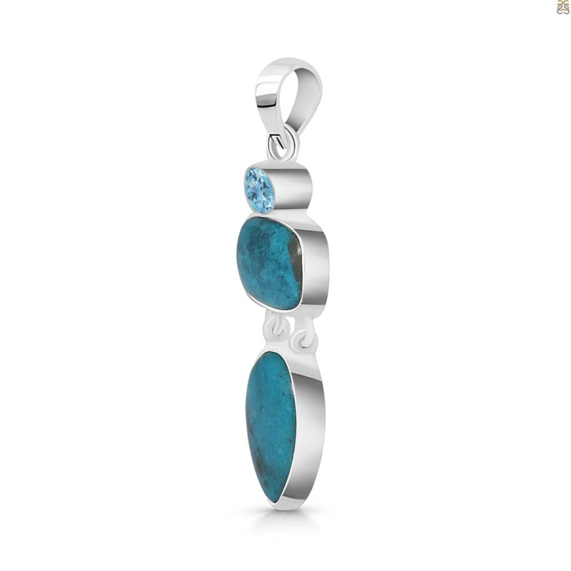 Turquoise/Blue Topaz Pendant-2SP