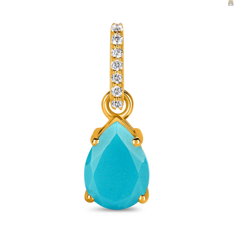 Turquoise & White Topaz Pendant TRQ-RP-76.