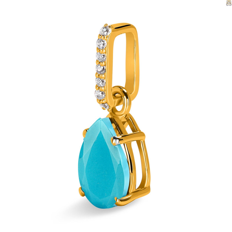 Turquoise & White Topaz Pendant TRQ-RP-76.