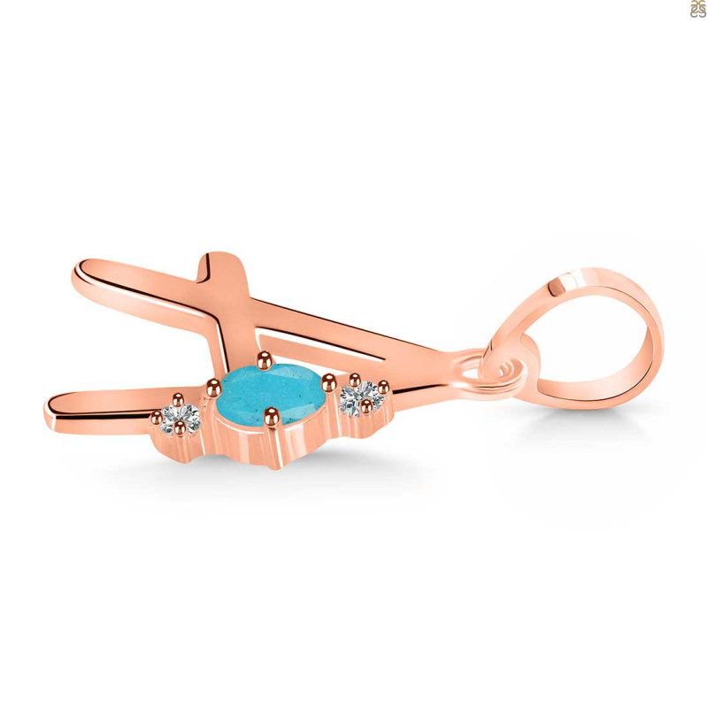 Turquoise & White Topaz Alphabet A Pendant TRQ-RDA-1.