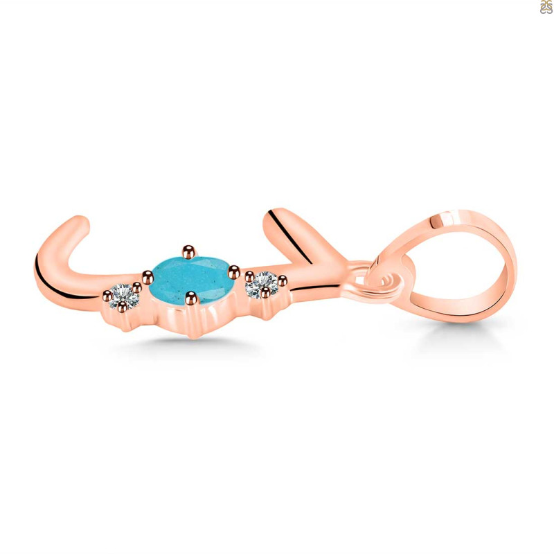 Turquoise & White Topaz Alphabet J Pendant TRQ-RDA-10.