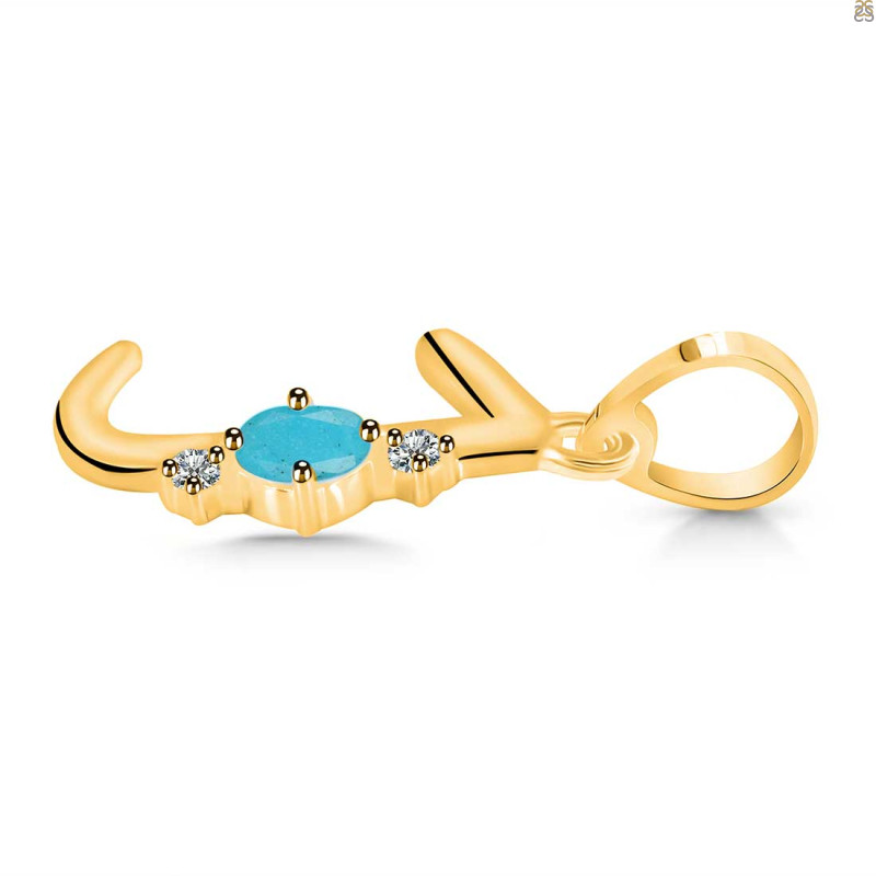 Turquoise & White Topaz Alphabet J Pendant TRQ-RDA-10.