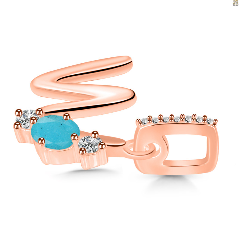 Turquoise & White Topaz Alphabet W Pendant TRQ-RDA-101.