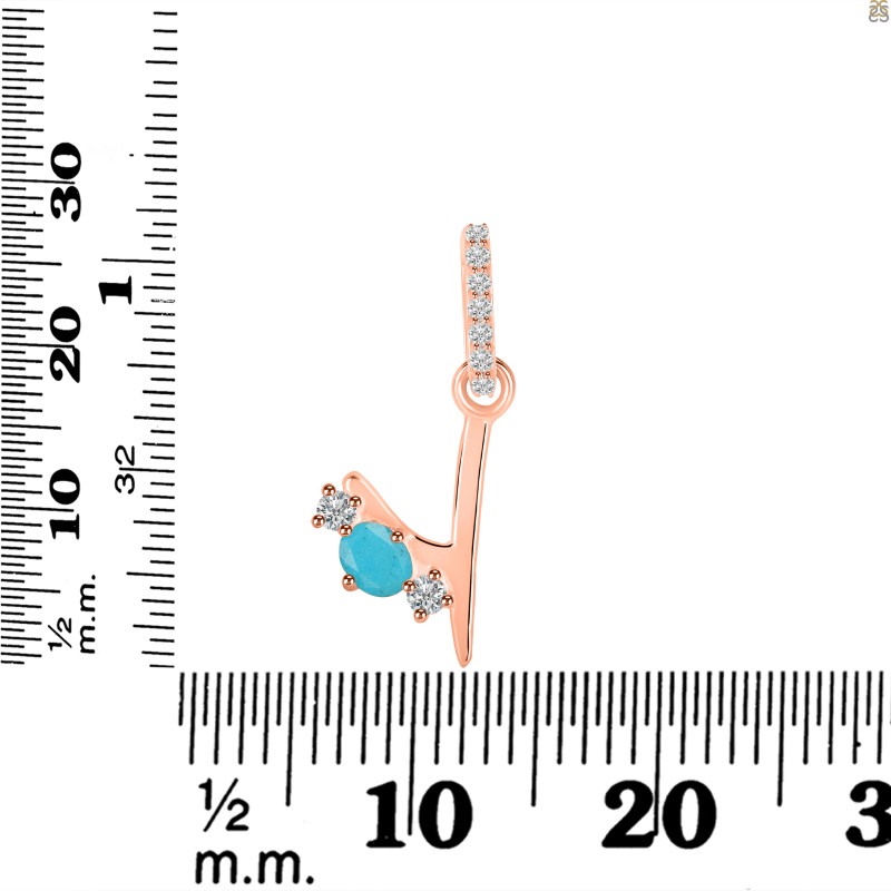 Turquoise & White Topaz Alphabet Y Pendant TRQ-RDA-103.