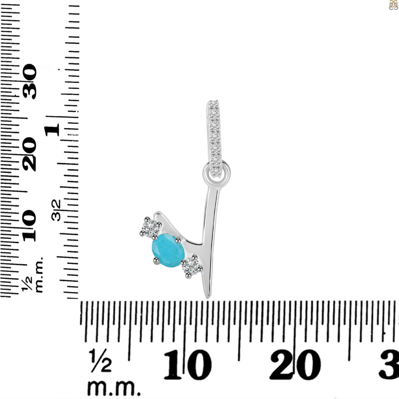Turquoise & White Topaz Alphabet Y Pendant TRQ-RDA-103.
