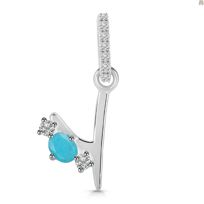 Turquoise & White Topaz Alphabet Y Pendant TRQ-RDA-103.