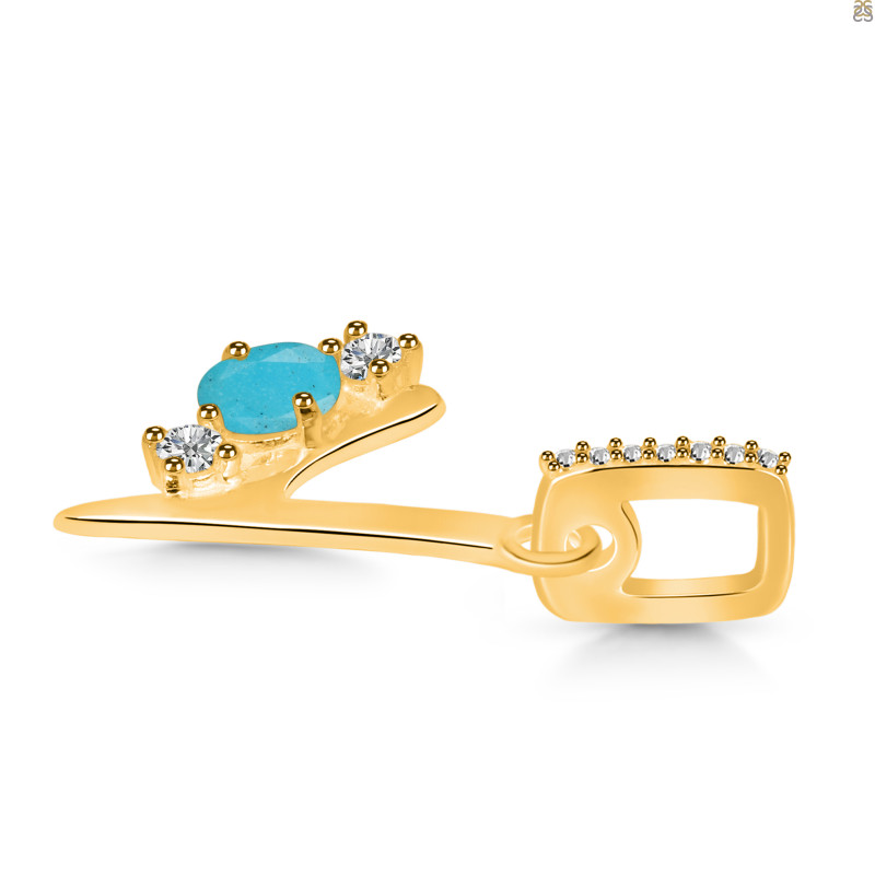 Turquoise & White Topaz Alphabet Y Pendant TRQ-RDA-103.
