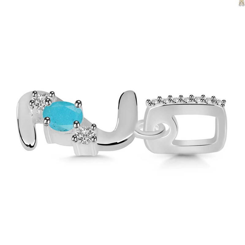 Turquoise & White Topaz Alphabet Z Pendant