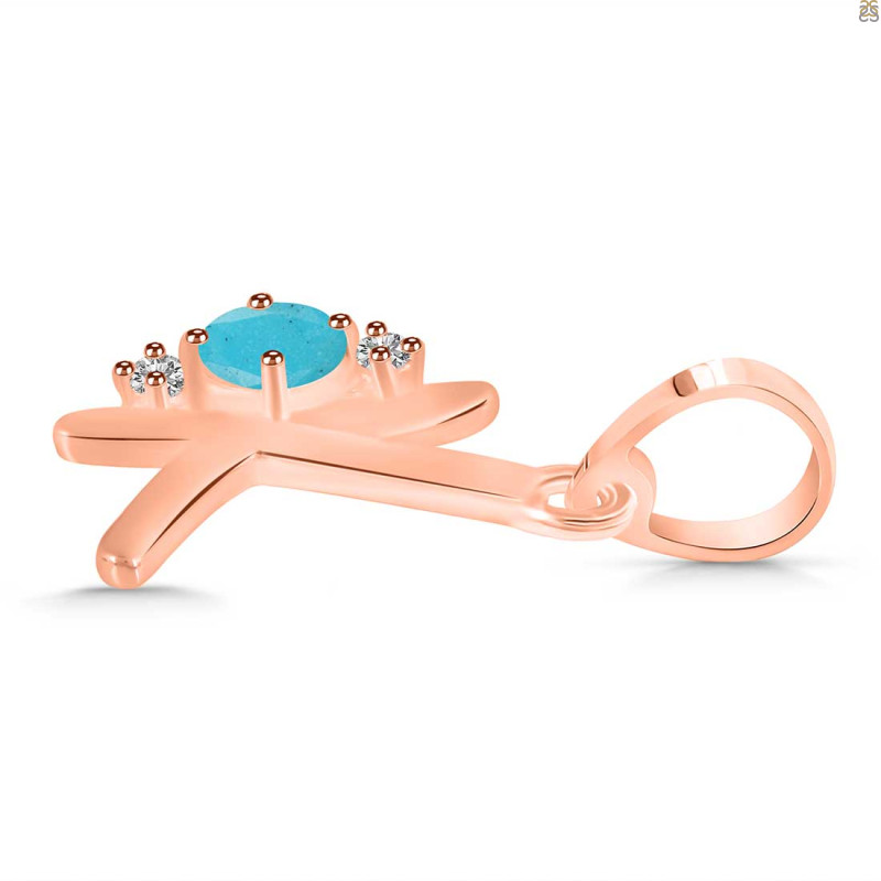 Turquoise & White Topaz Alphabet K Pendant TRQ-RDA-11.