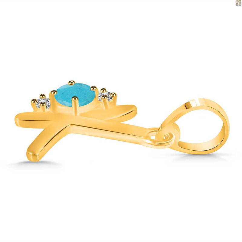 Turquoise & White Topaz Alphabet K Pendant TRQ-RDA-11.