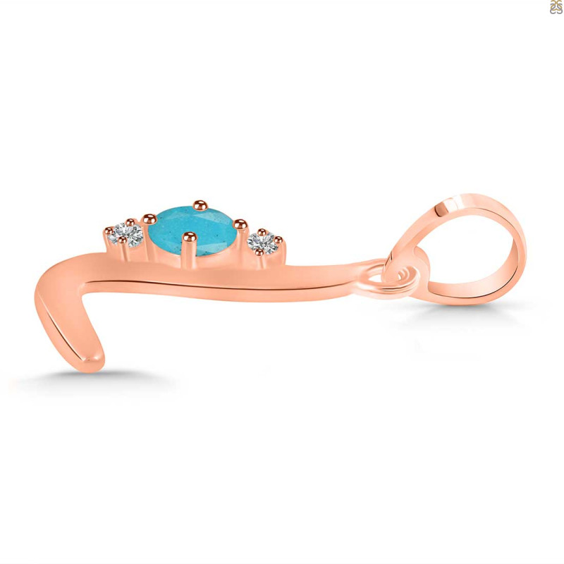 Turquoise & White Topaz Alphabet L Pendant TRQ-RDA-12.