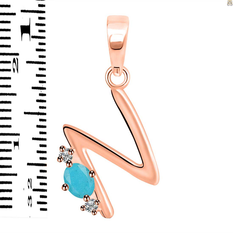 Turquoise & White Topaz Alphabet N Pendant TRQ-RDA-14.