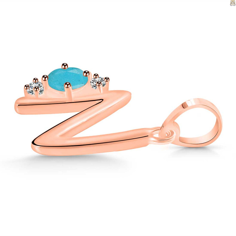 Turquoise & White Topaz Alphabet N Pendant TRQ-RDA-14.