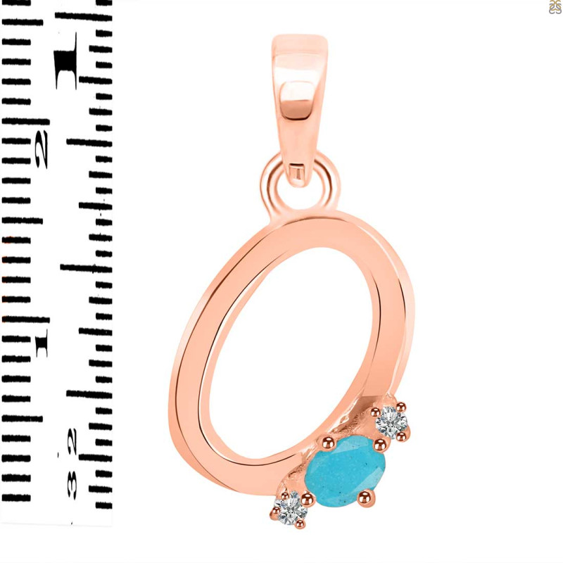 Turquoise & White Topaz Alphabet O Pendant TRQ-RDA-15.