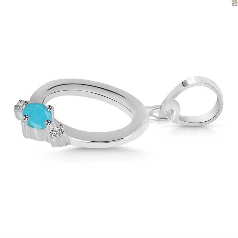 Turquoise & White Topaz Alphabet O Pendant