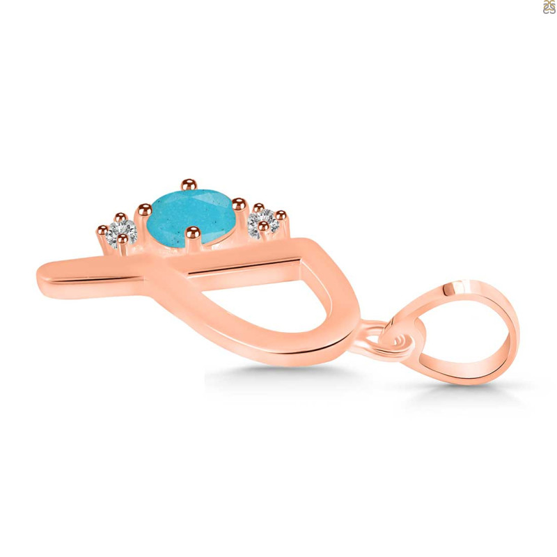 Turquoise & White Topaz Alphabet P Pendant TRQ-RDA-16.