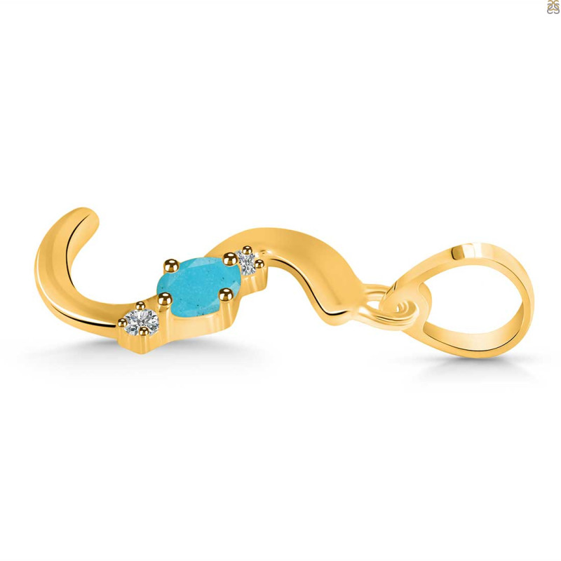 Turquoise & White Topaz Alphabet S Pendant TRQ-RDA-19.