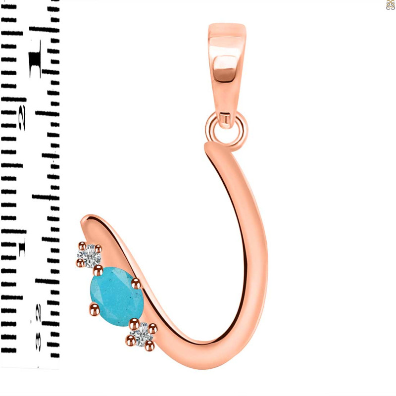 Turquoise & White Topaz Alphabet U Pendant TRQ-RDA-21.