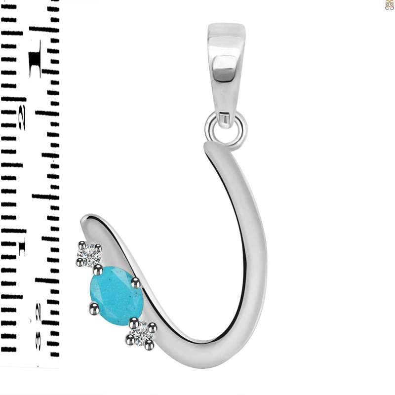 Turquoise & White Topaz Alphabet U Pendant TRQ-RDA-21.