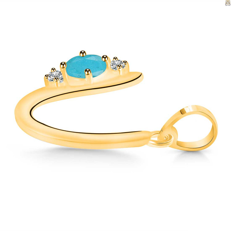 Turquoise & White Topaz Alphabet U Pendant TRQ-RDA-21.