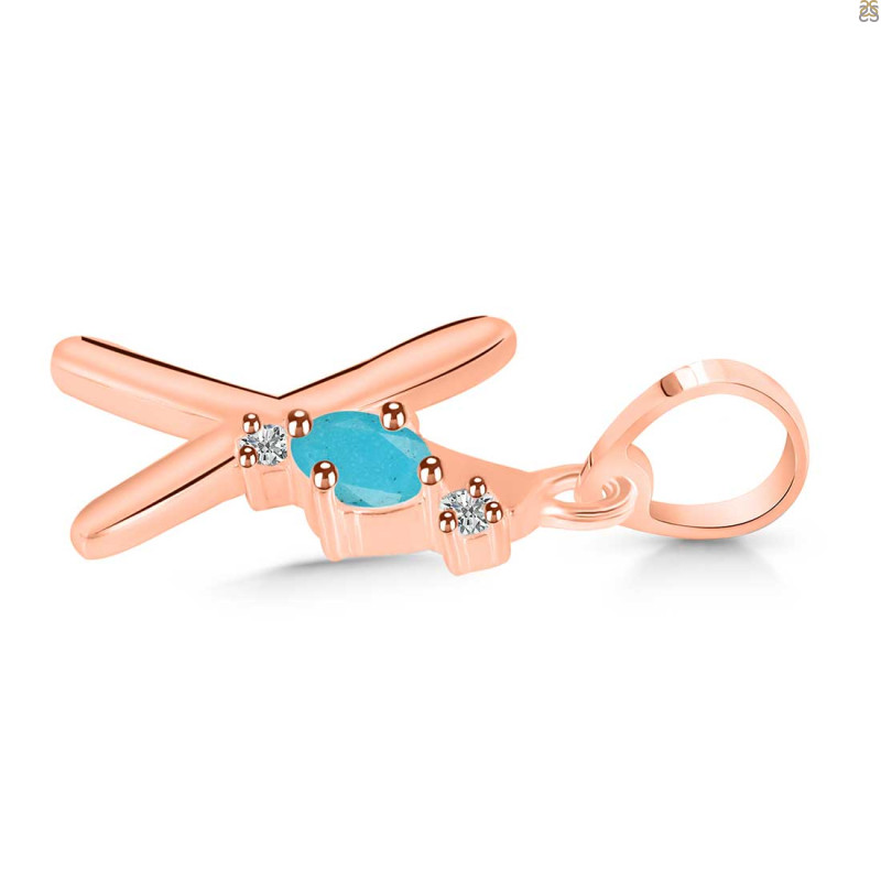 Turquoise & White Topaz Alphabet X Pendant TRQ-RDA-24.