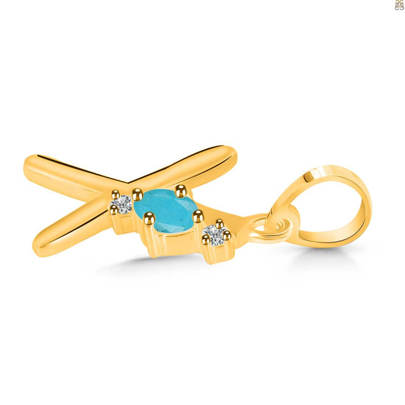 Turquoise & White Topaz Alphabet X Pendant TRQ-RDA-24.