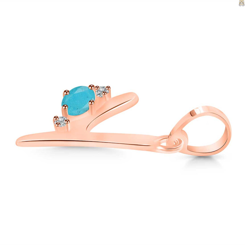 Turquoise & White Topaz Alphabet Y Pendant TRQ-RDA-25.