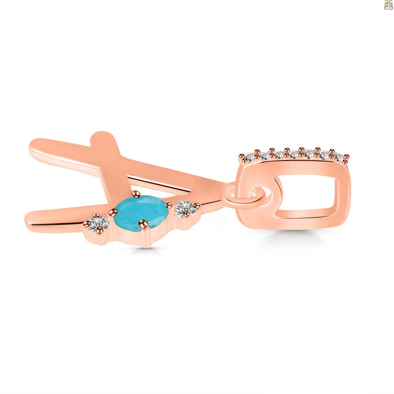 Turquoise & White Topaz Alphabet A Pendant TRQ-RDA-27.