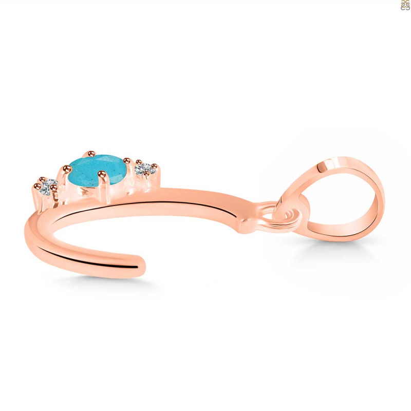 Turquoise & White Topaz Alphabet C Pendant TRQ-RDA-3.