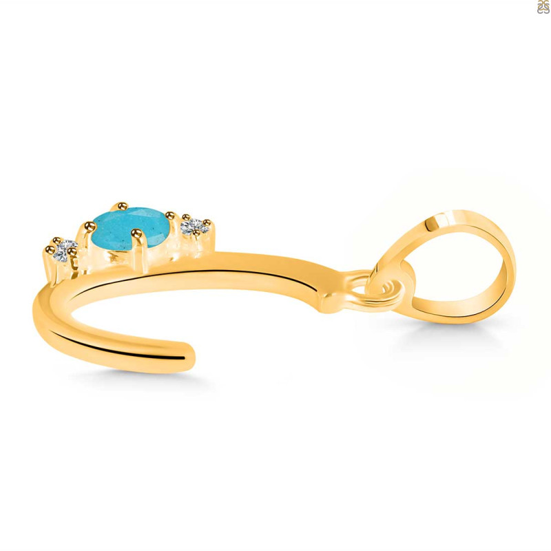 Turquoise & White Topaz Alphabet C Pendant TRQ-RDA-3.