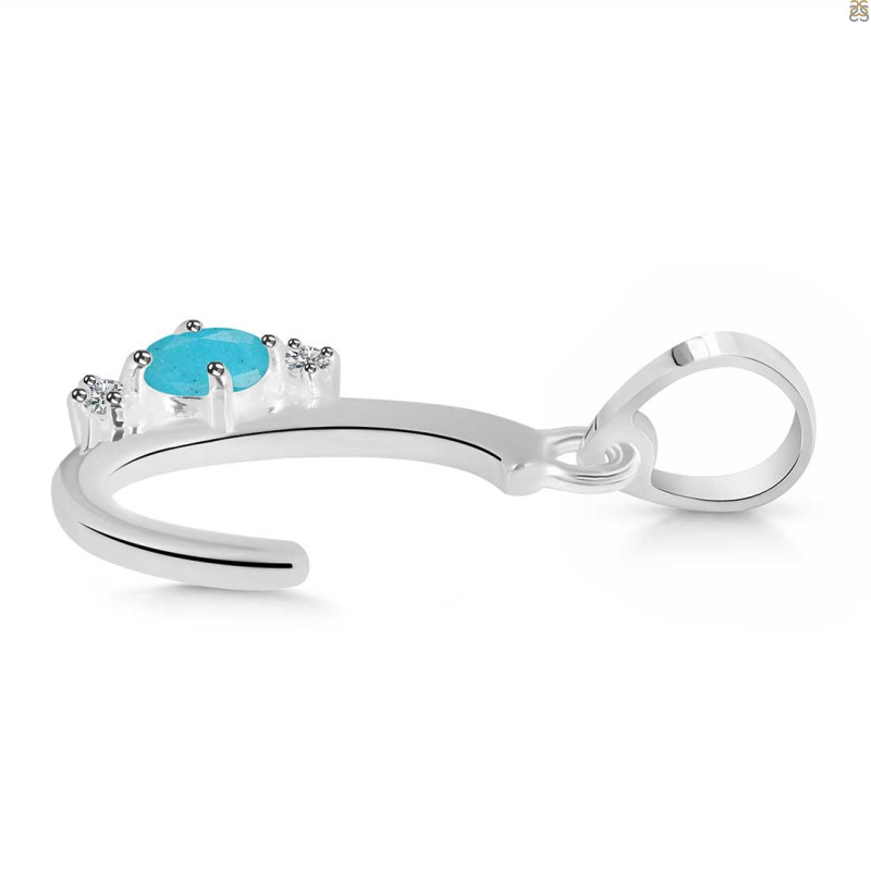 Turquoise & White Topaz Alphabet C Pendant TRQ-RDA-3.