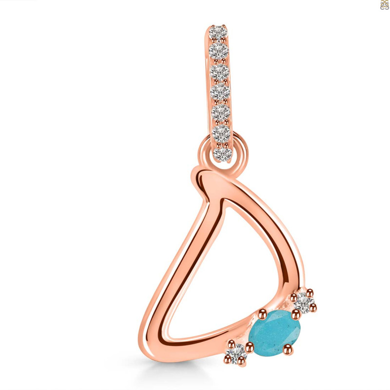 Turquoise & White Topaz Alphabet D Pendant TRQ-RDA-30.