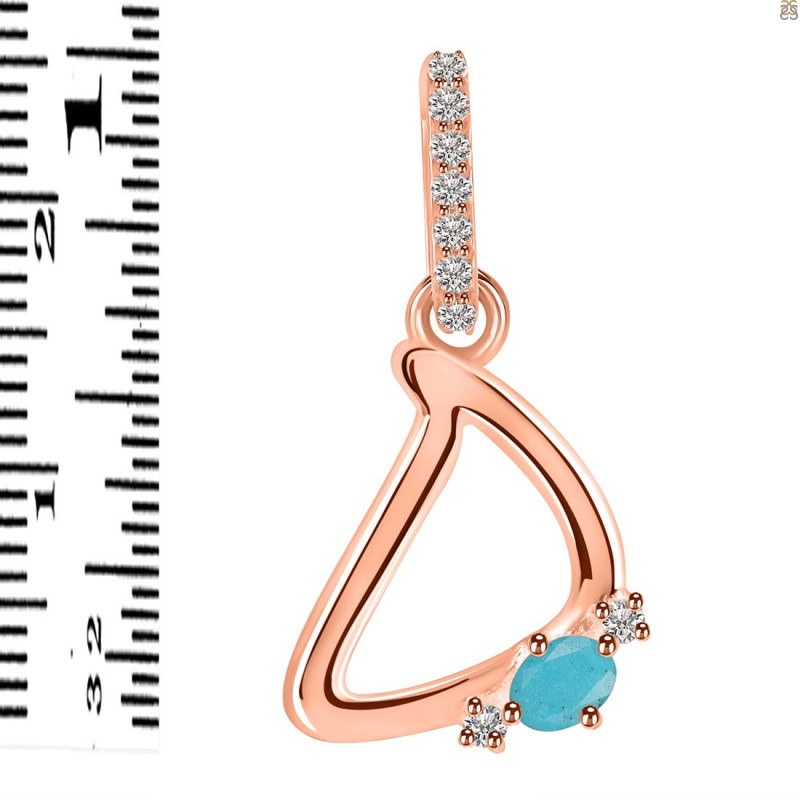 Turquoise & White Topaz Alphabet D Pendant TRQ-RDA-30.