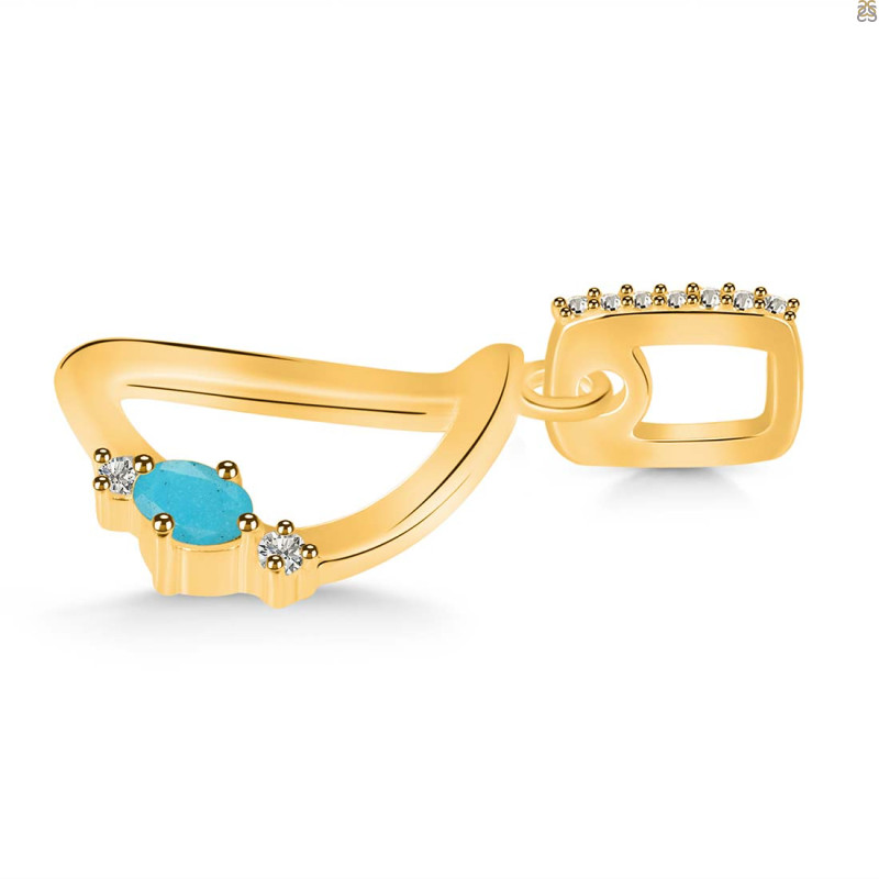 Turquoise & White Topaz Alphabet D Pendant TRQ-RDA-30.