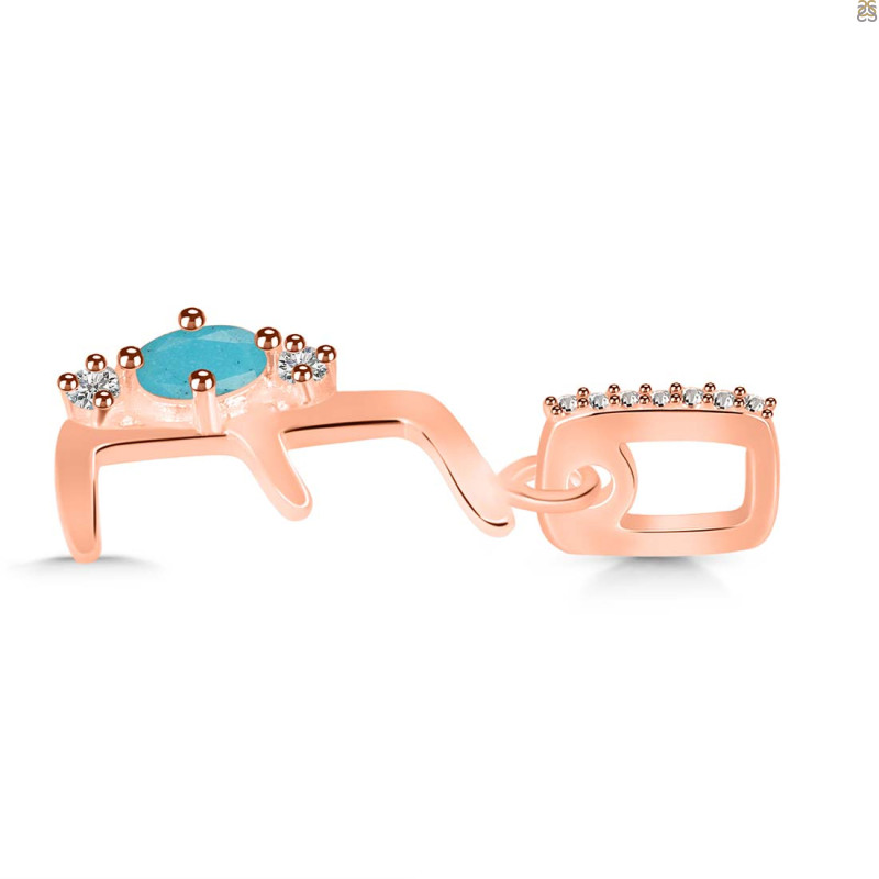 Turquoise & White Topaz Alphabet E Pendant TRQ-RDA-31.