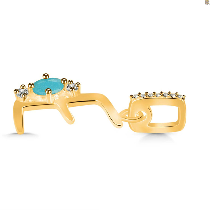 Turquoise & White Topaz Alphabet E Pendant TRQ-RDA-31.