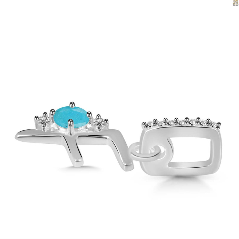 Turquoise & White Topaz Alphabet F Pendant