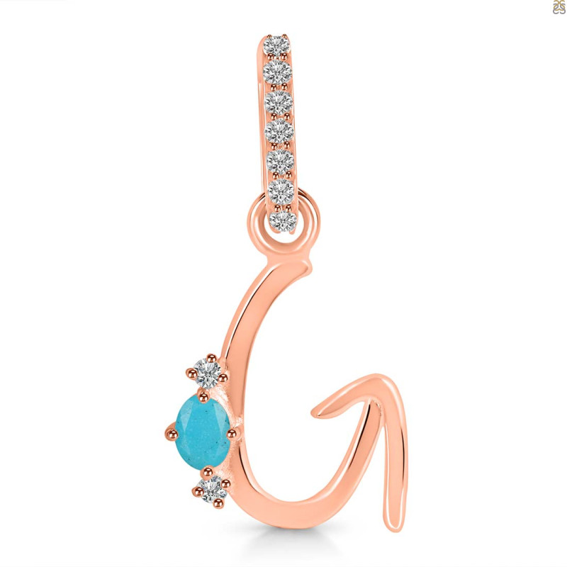 Turquoise & White Topaz Alphabet G Pendant TRQ-RDA-33.