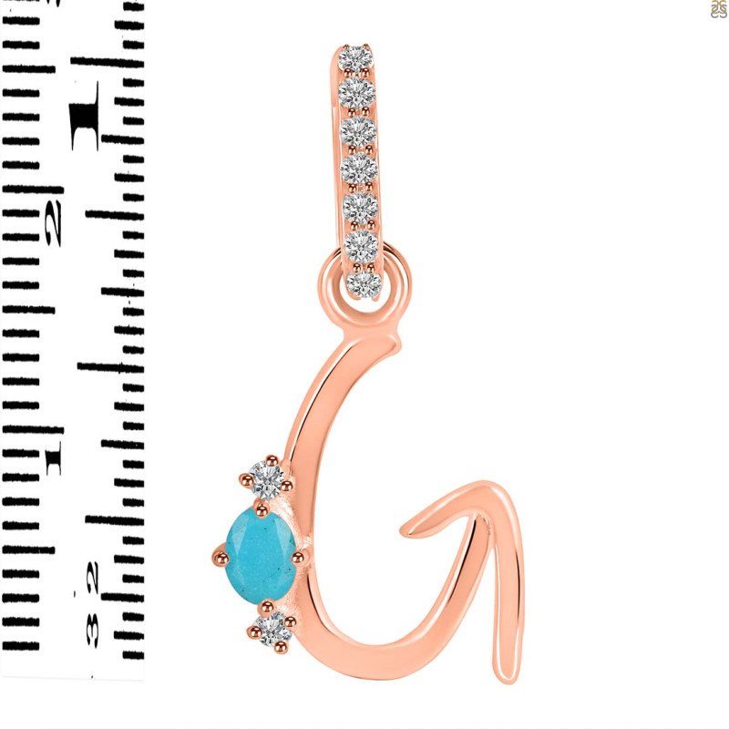 Turquoise & White Topaz Alphabet G Pendant TRQ-RDA-33.