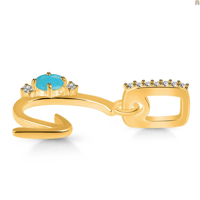 Turquoise & White Topaz Alphabet G Pendant TRQ-RDA-33.